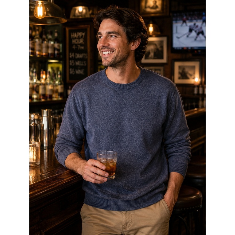 Melrose Place The Nantucket Sweatshirt Heather Blue Crew Neck LS11004 Mens L